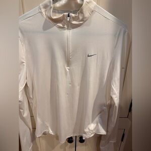 Nike Swift Dri-FIT Running 1/4 Zip Pullover White Medium w/ Watch window.